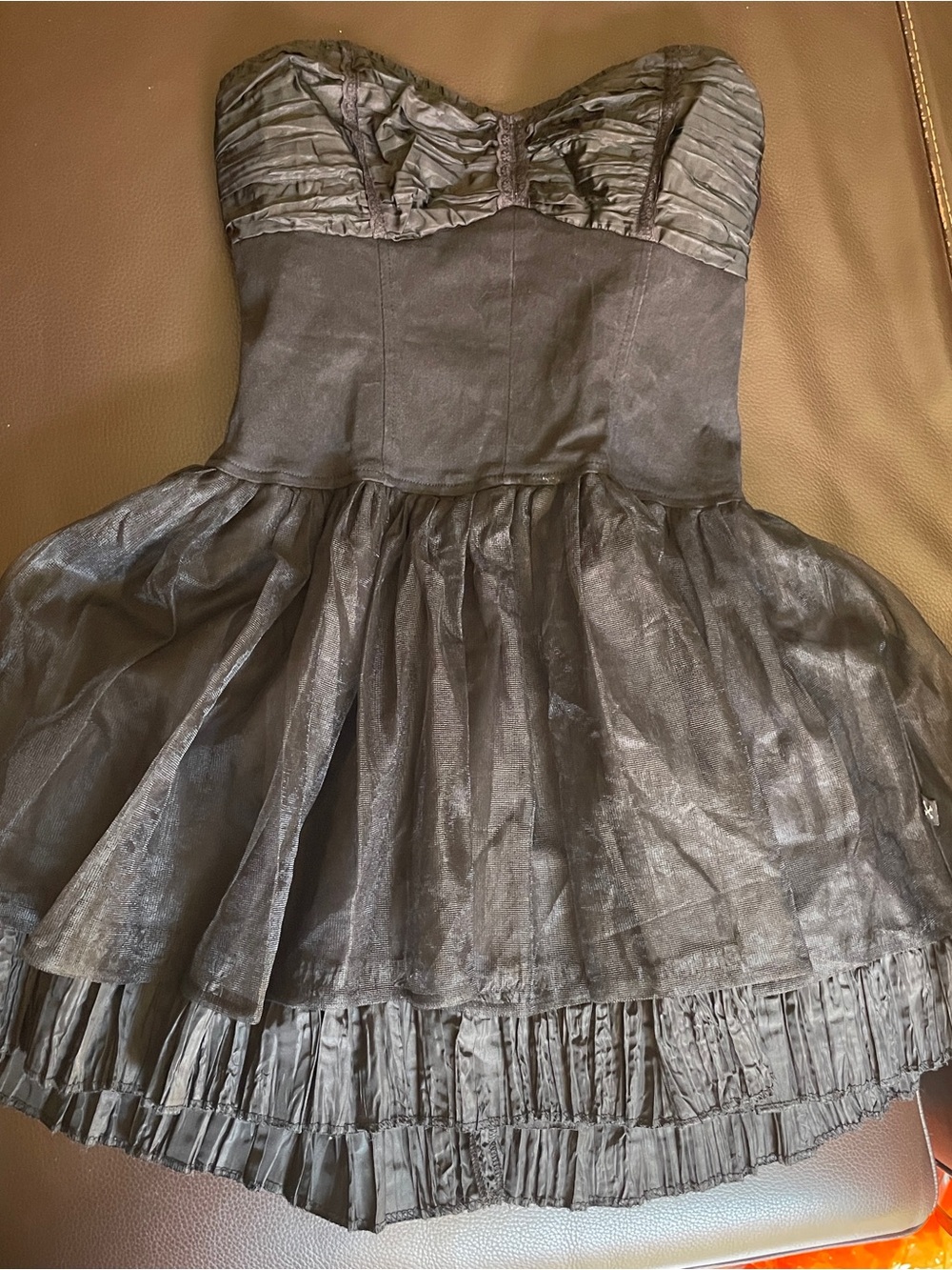 Royal Bones Black Strapless Mini Corset-Dress ruffles